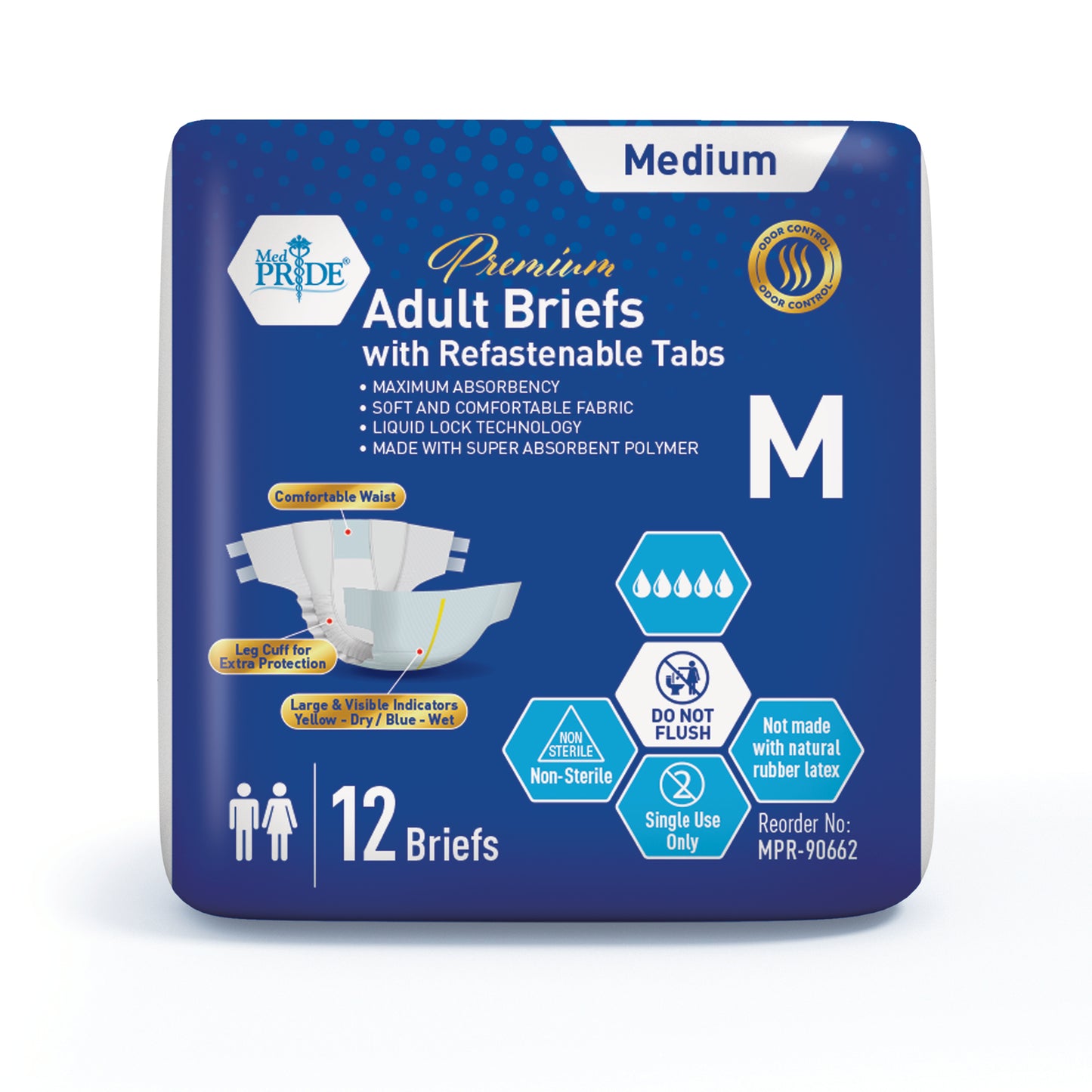MedPride, Adult Briefs, Medium, Case (MPR-90662)