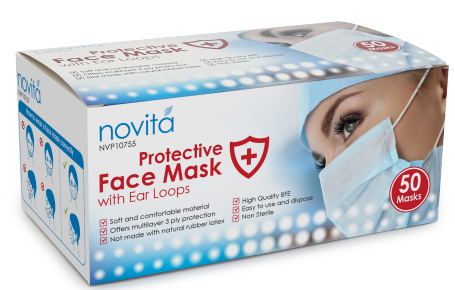 Novita Ear Loop Masks, Case (NVP-10755)