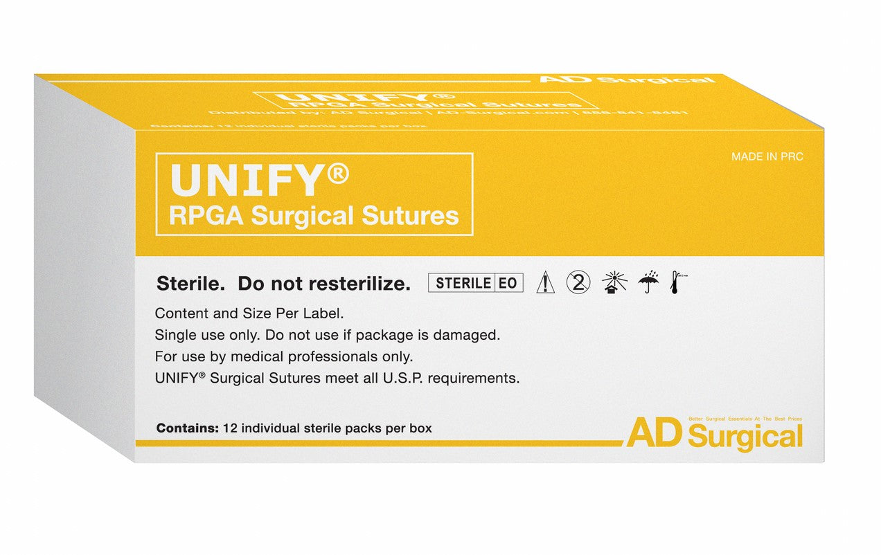 UNIFY, Rapid PGA Surgical Sutures, Size 5/0, 18" Thread, 13mm 3/8 Circle Reverse Cutting Needle, Undyed (S-K518R13)