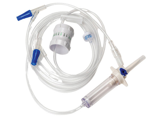 IV Administration Set with Flow Regulator, 2 Needle Free Y-Sites, 100", 10 Drops/mL (TCBINF2NFRB)