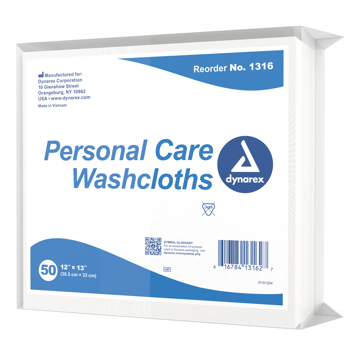 Personal Care Dry Washcloth, 12" x 13", Case (1316)