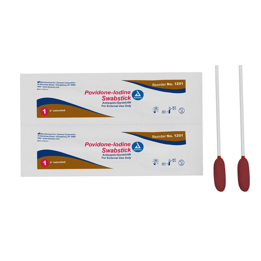 Povidone Iodine Swabsticks, 1 Swabstick per Packet, 10/50/cs