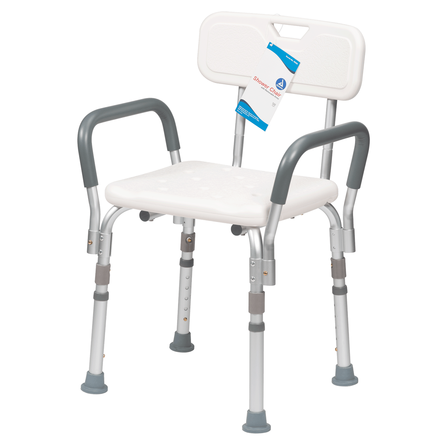 Shower Chair w/ Removable Back and Arms, White (10322)