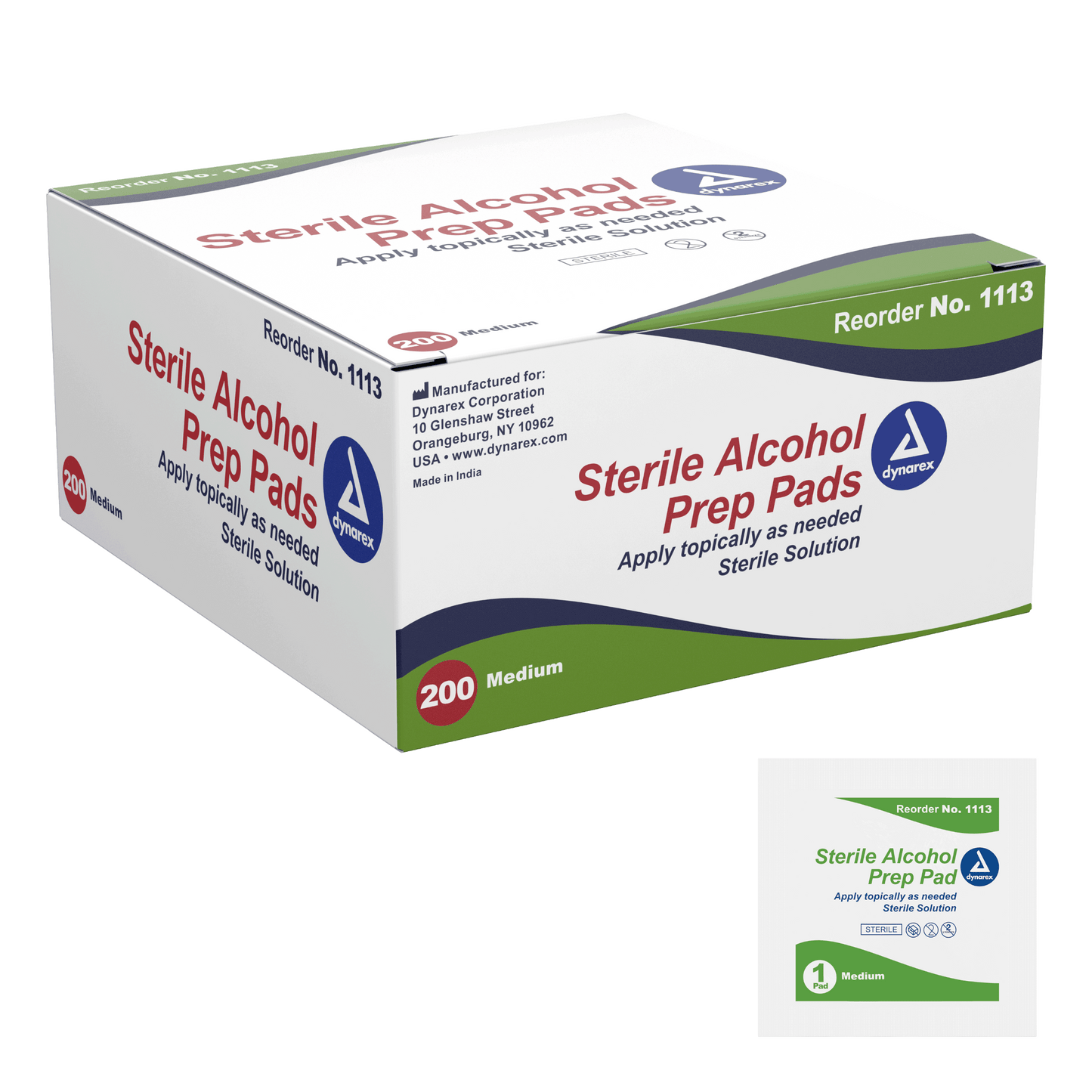 Alcohol Prep Pad, Sterile, Medium, Case (1113)