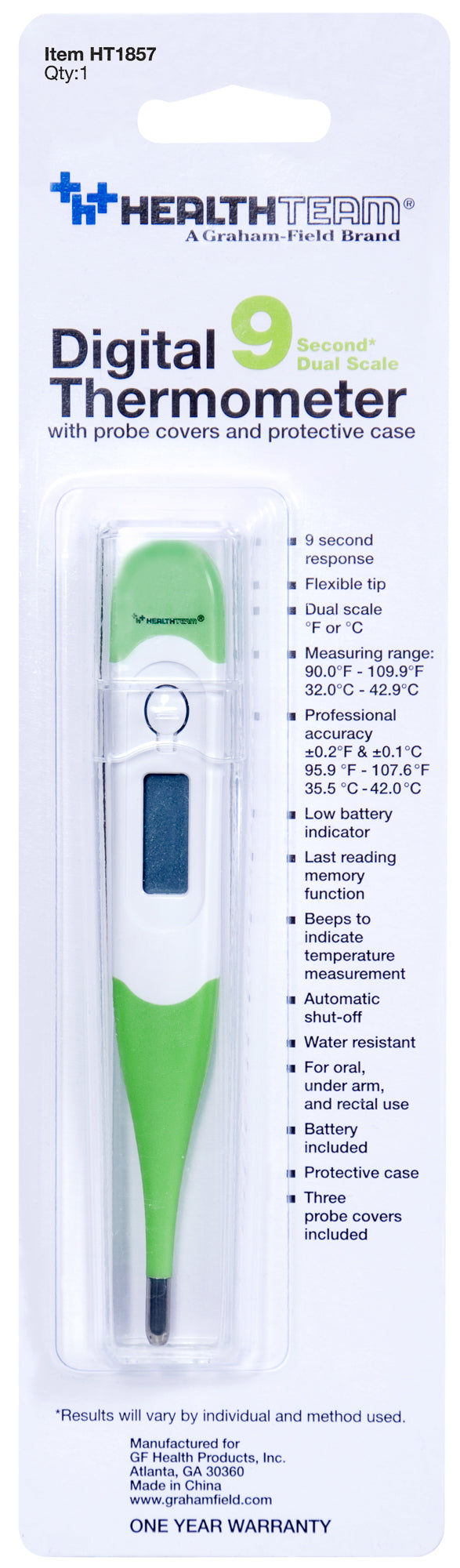Graham Field Digital Thermometer, Flexible Tip, °f/°c W/ Storage Case Healthteam medical supply view 4