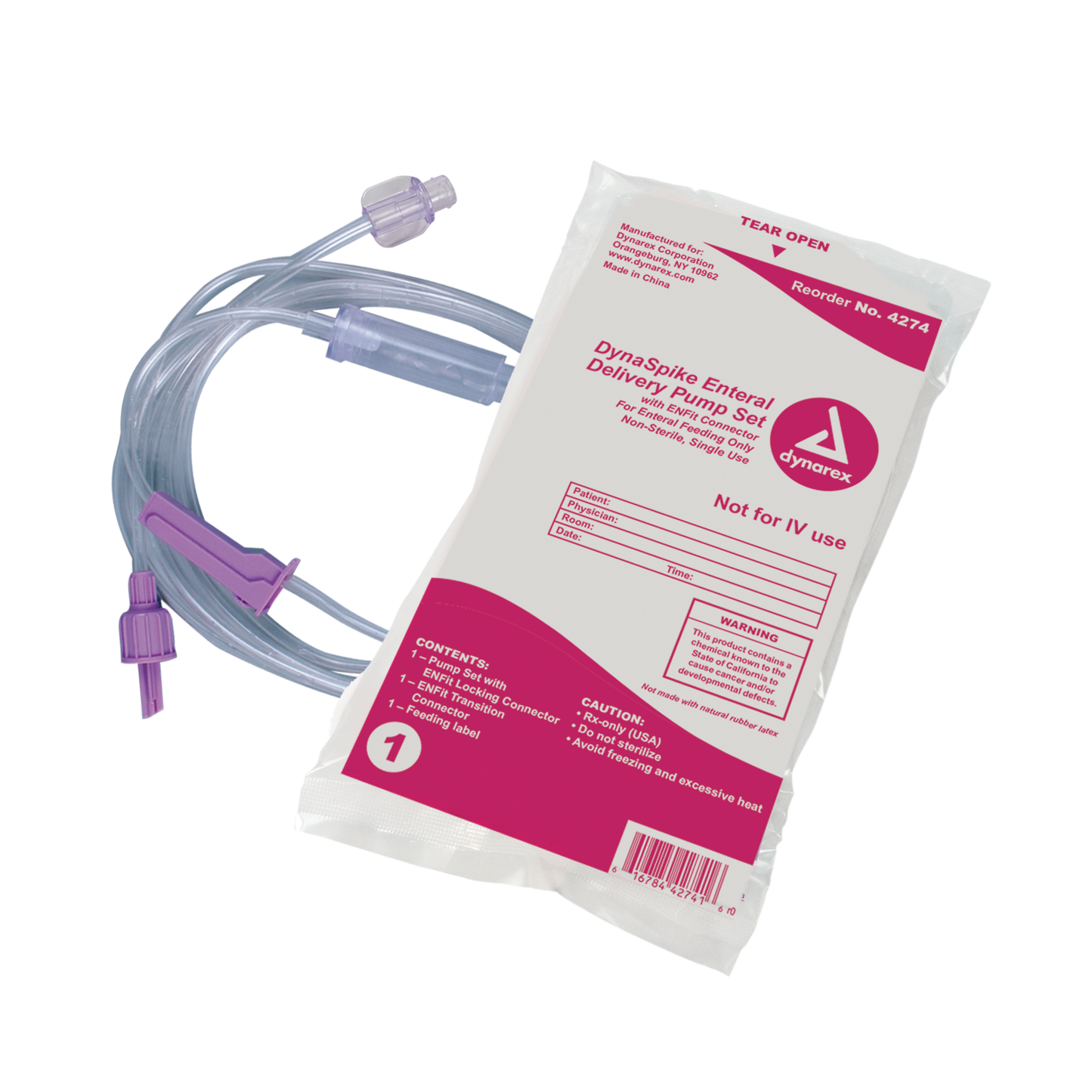 DynaSpike Enteral Delivery Pump Set - w/ ENFit connector, 30/cs