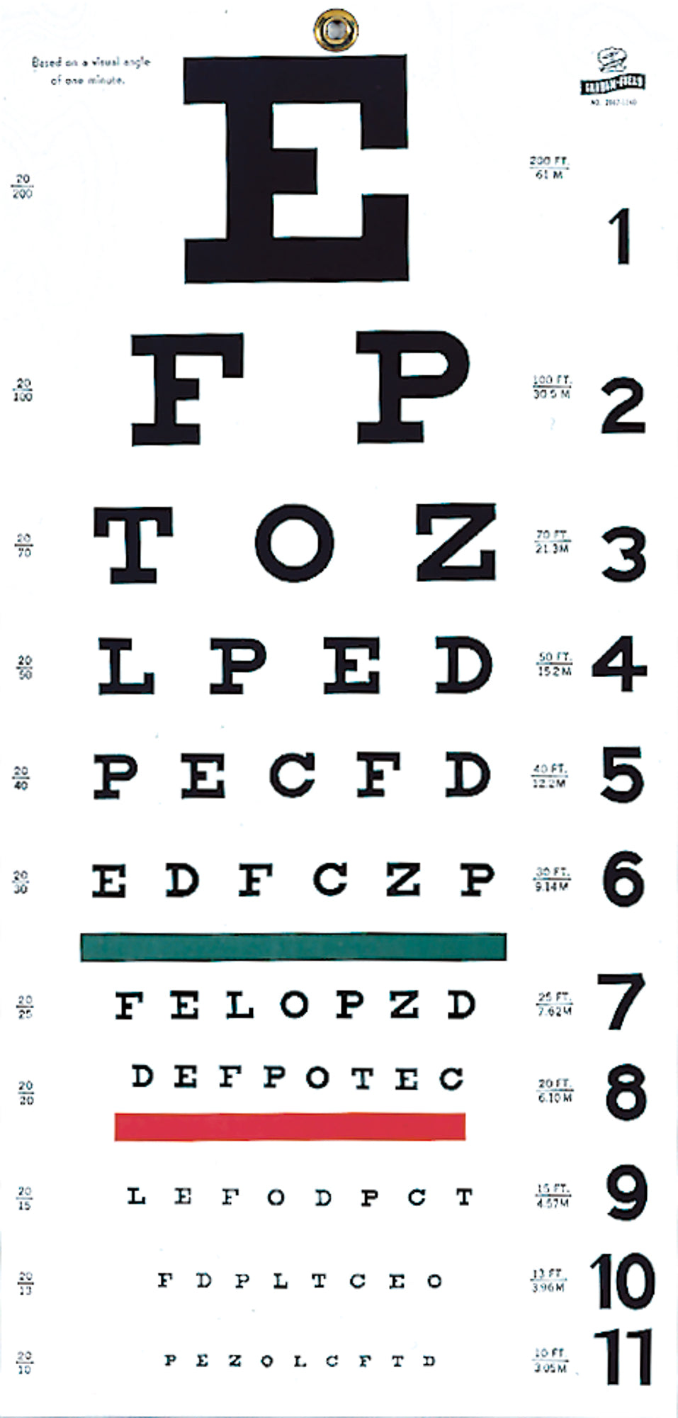 Graham Field Eye Chart, Snellen, 22" x 11" 20' Distance, Grafco medical supply view 2