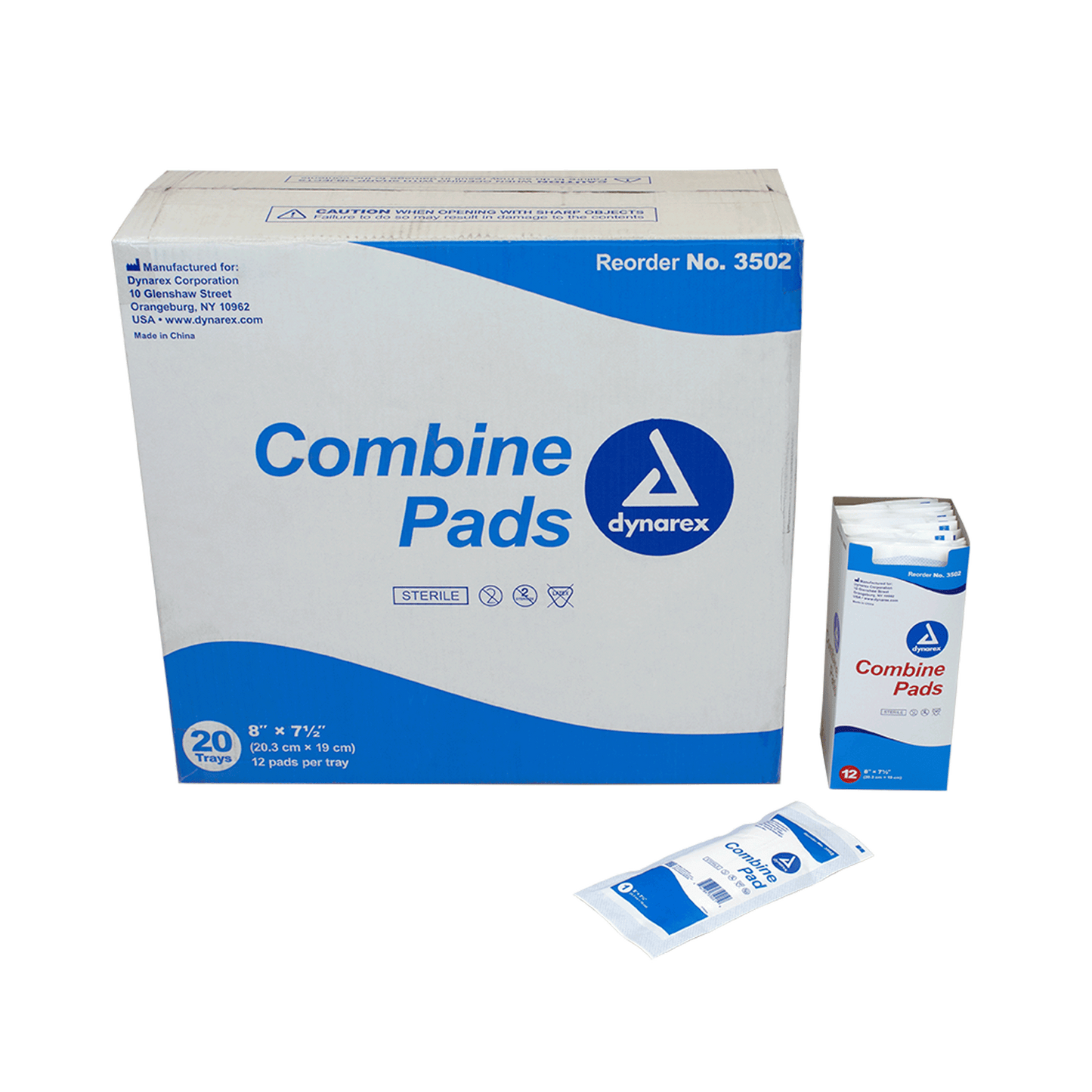 Combine Pads, Sterile, 8" x 7.5", Case (3502)
