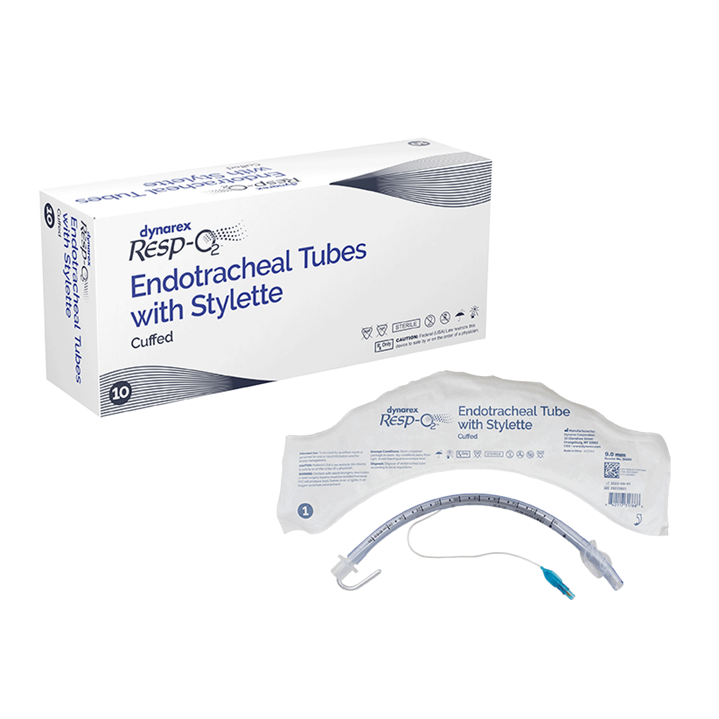Endotracheal Tubes w/ Stylette - Cuffed, 9.0 mm, 10/bx