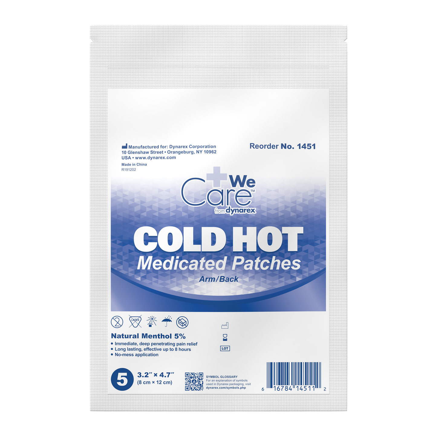 Cold Hot Medicated Patches - Arm/Neck, 8 cm x 12 cm, Case (1451)