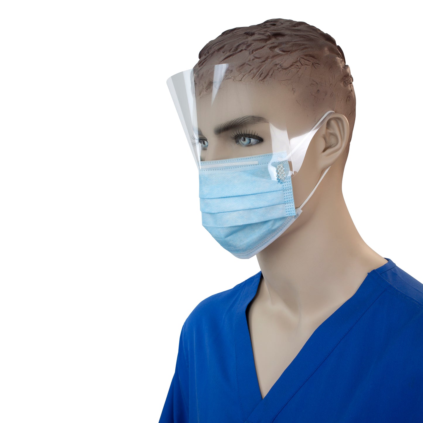 Procedure Face Mask, with Ear Loop and Plastic Shield, Blue, Case (2202)