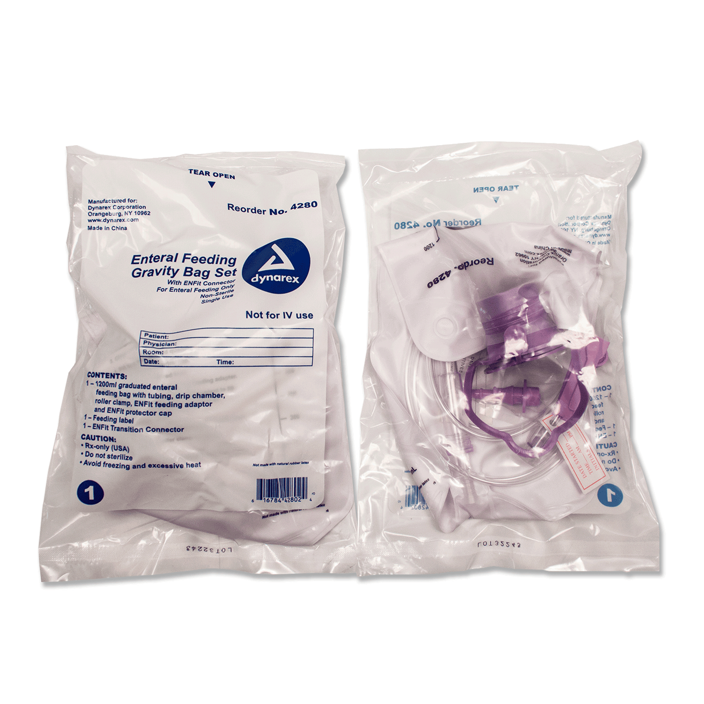 Enteral Delivery Gravity Bag Set - w/ ENFit Connector, 30/cs