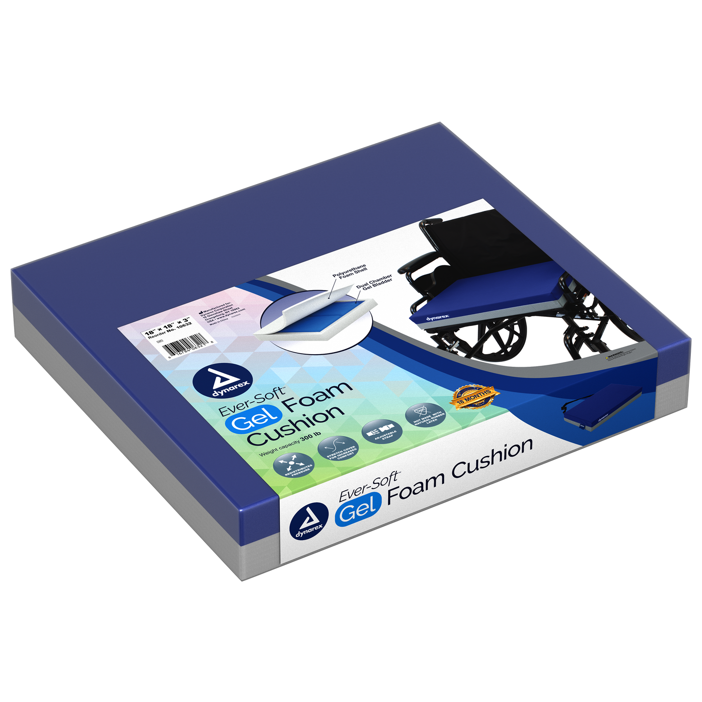 Ever-Soft Gel Foam Cushion, 16" x 16" x 3", 1pc/bx,5bx/cs