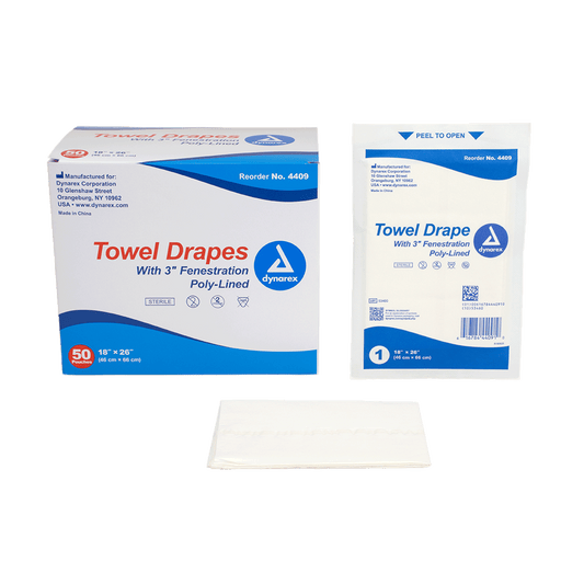 Fenestrated Towel Drapes, Sterile, 18" x 26", Case (4409)