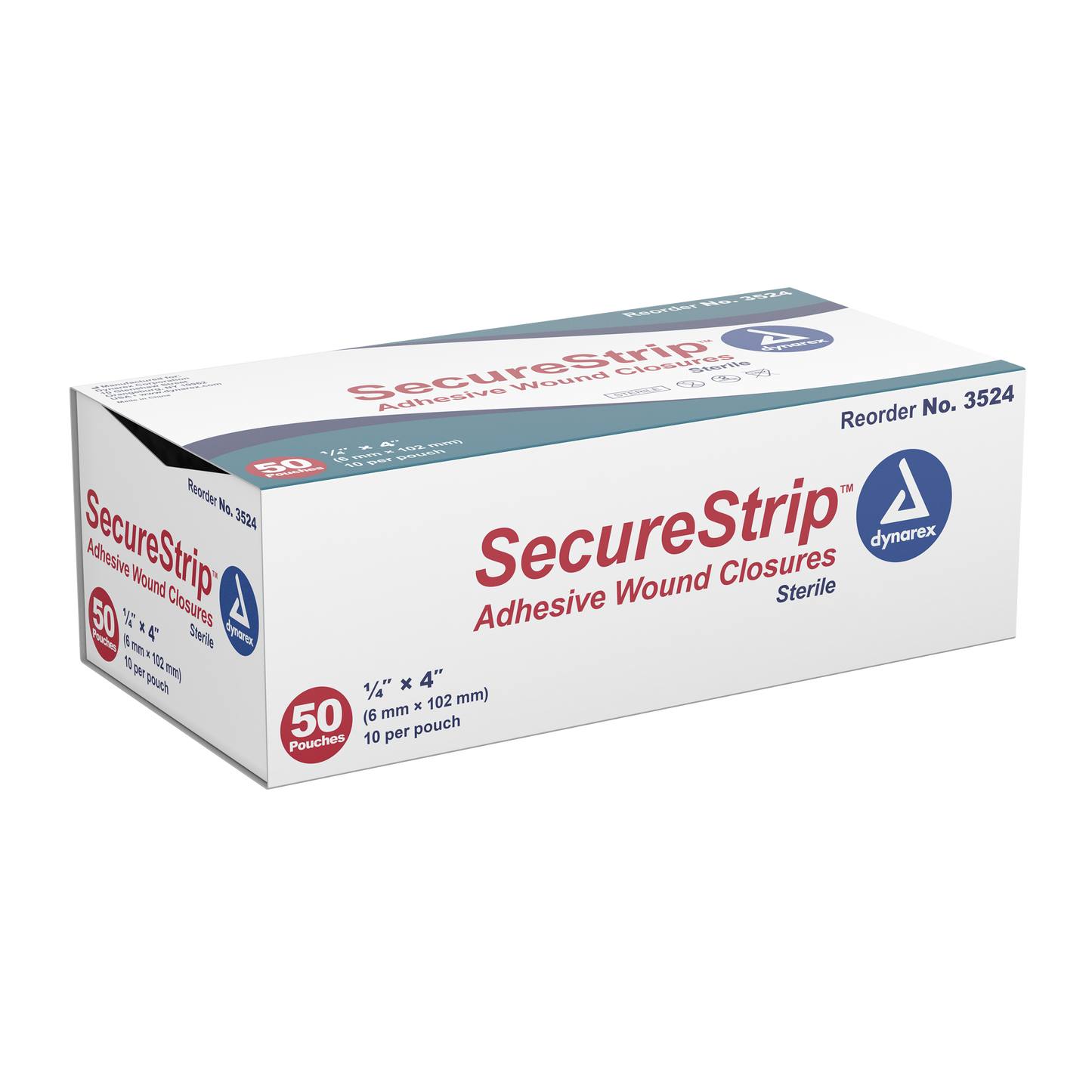 SecureStrip Adhesive Wound Closures - Sterile, 1/4" x 4", 4/50/cs