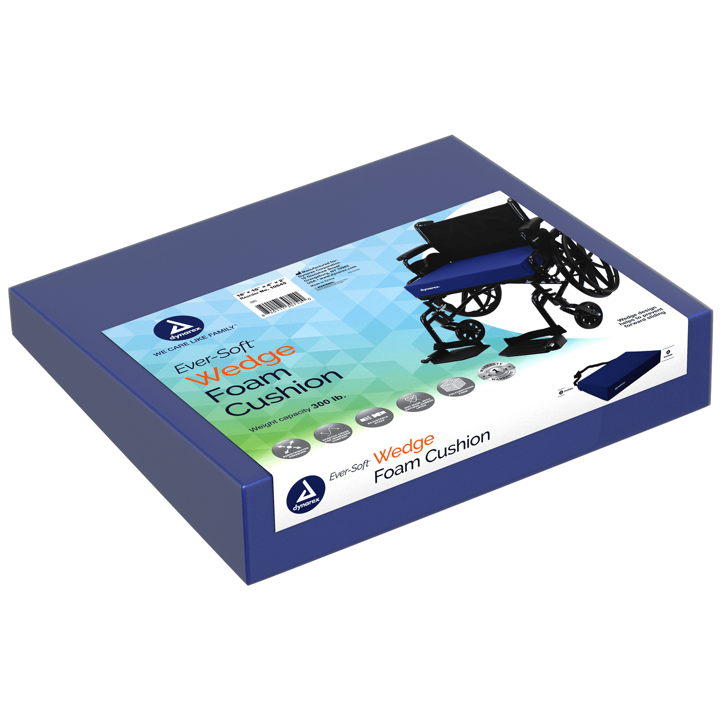 Ever-Soft Wedge Foam Cushion, 18" x 16" x 4" x 2", 1pc/bx