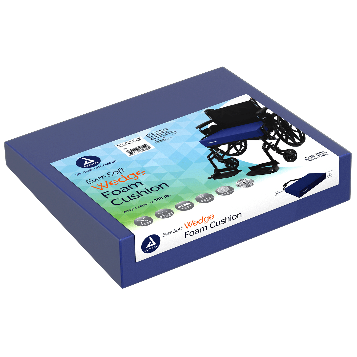 Ever-Soft Wedge Foam Cushion, 18" x 16" x 4" x 2", 1pc/bx,4bx/cs