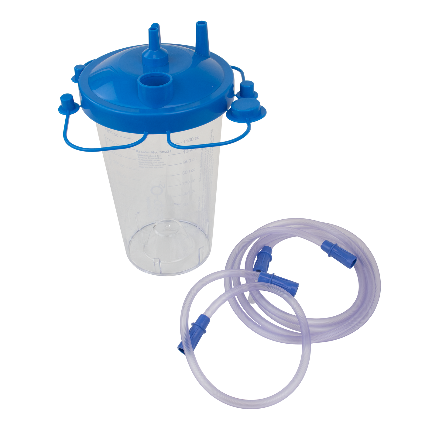 Disposable Suction Canister w/ Float Valve Shutoff, 1200cc, 3/16" X 6' & 3/16" X18, Case (32221)