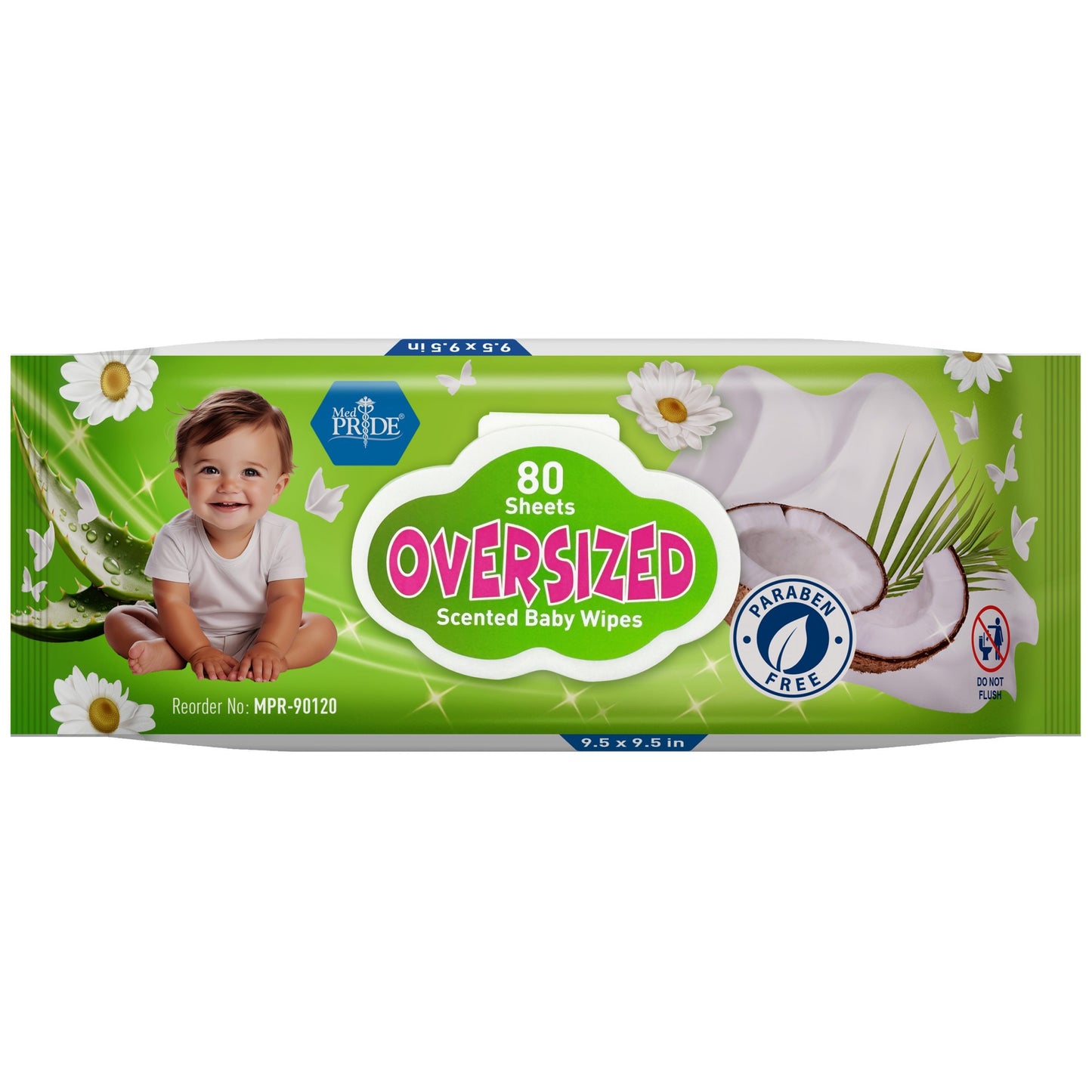 Shield Line Oversized Baby Wipes - Scented - 12/80/cs medical supply