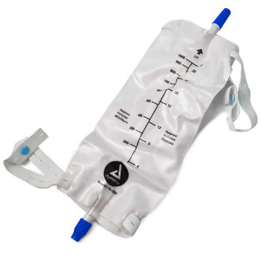 Urinary Leg Bag, Large, 1000 mL w/ Valve, 4/12/cs