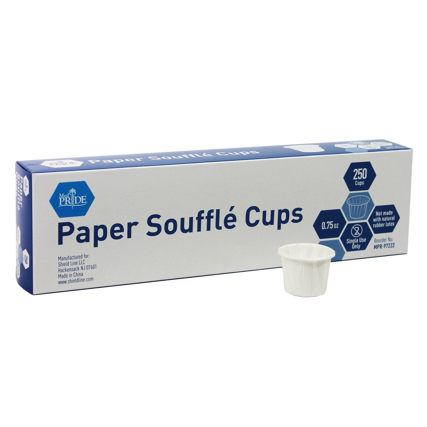 Shield Line Paper Souffle Cups - .75oz. - 20/250/cs. medical supply