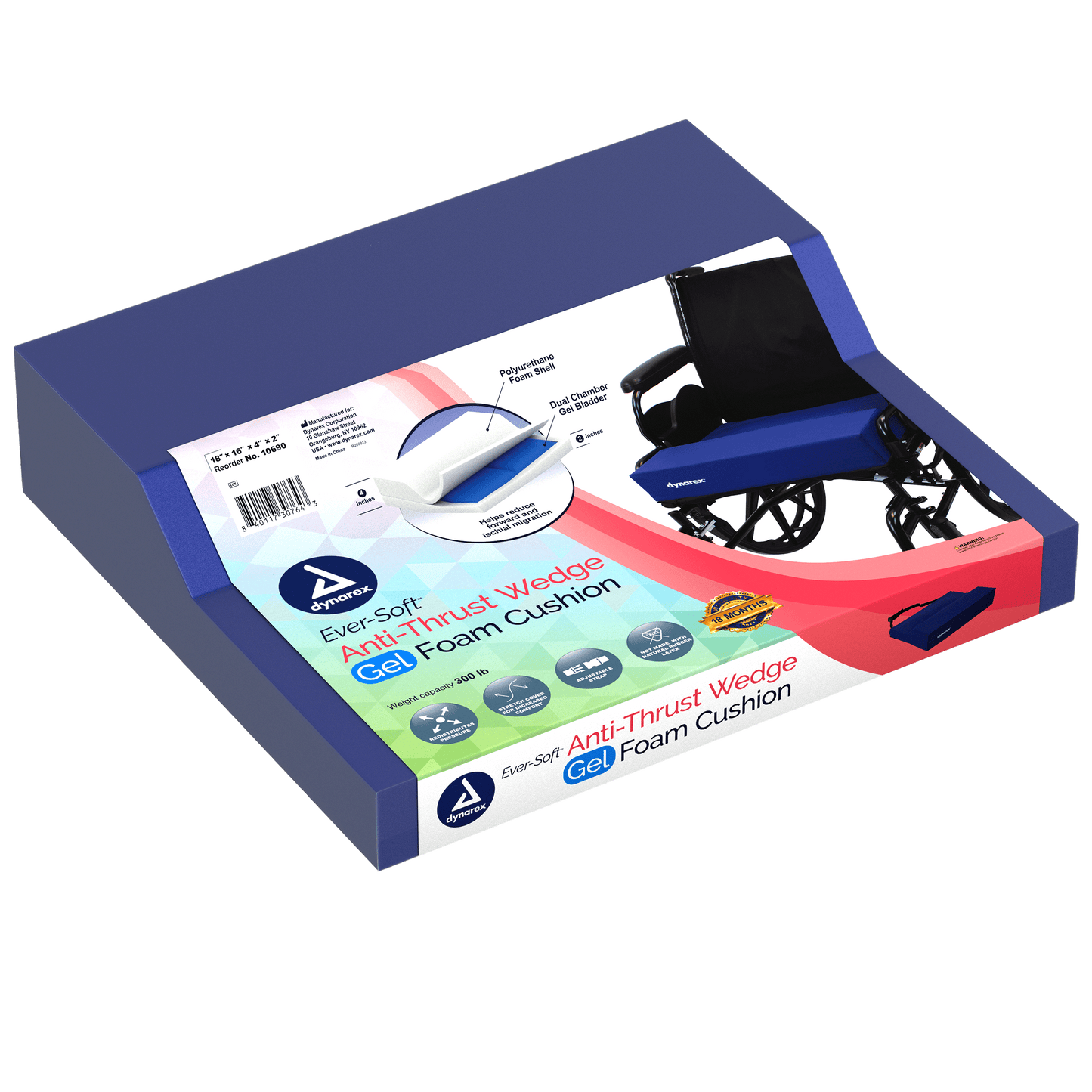 Anti Thrust Wedge Cushion Gel, 18" x 16" x 4" x 2" 10690