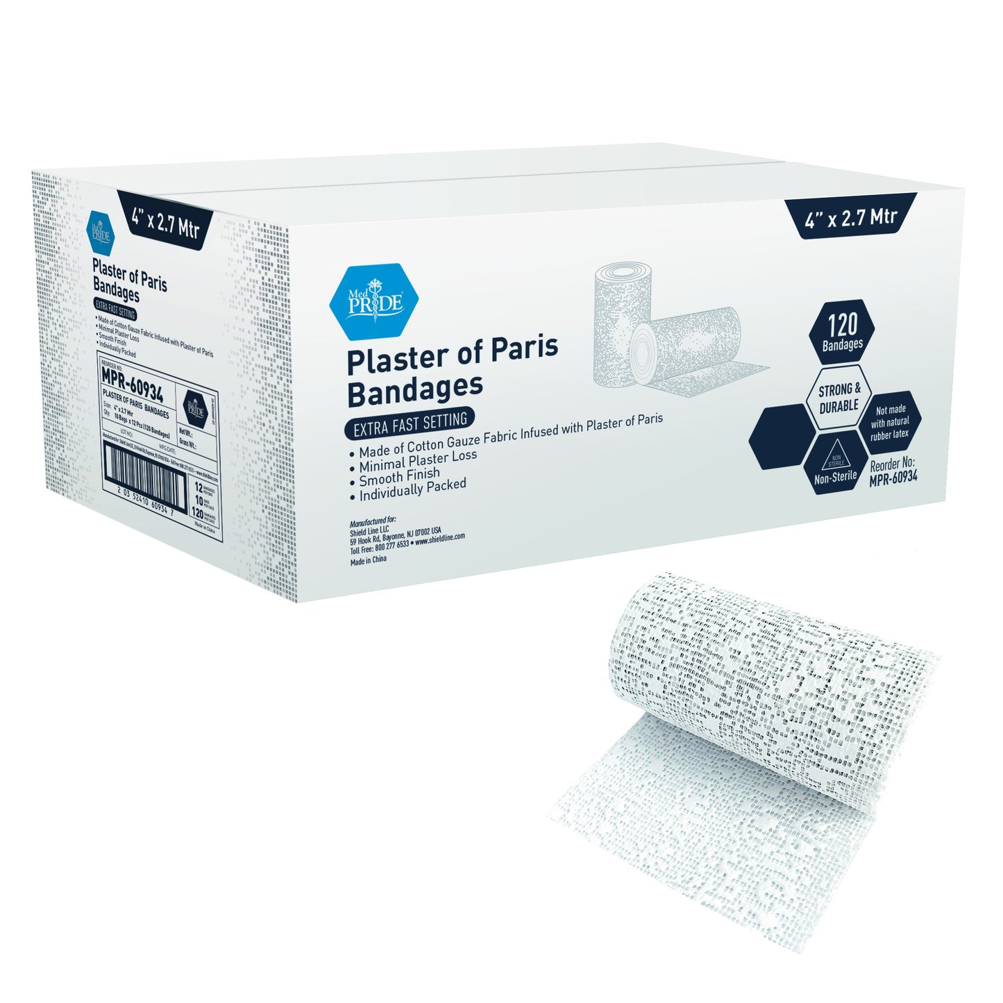 Shield Line Plaster of Paris Banadage - x 2.7 Meters, 10/24/cs medical supply