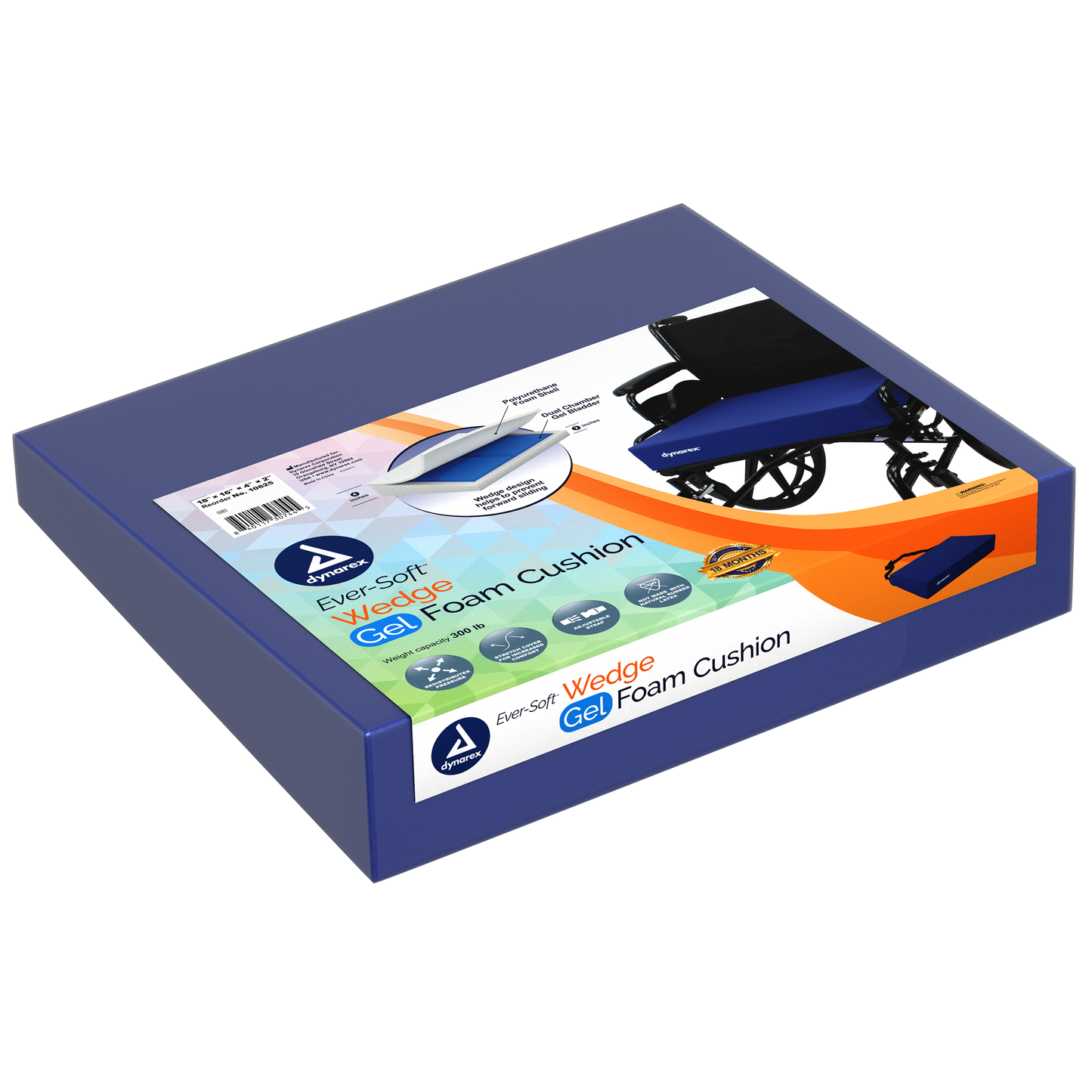 Ever-Soft Wedge Gel-Foam Cushion, 20" x 16" x 4" x 2", 1pc/bx,4bx/cs