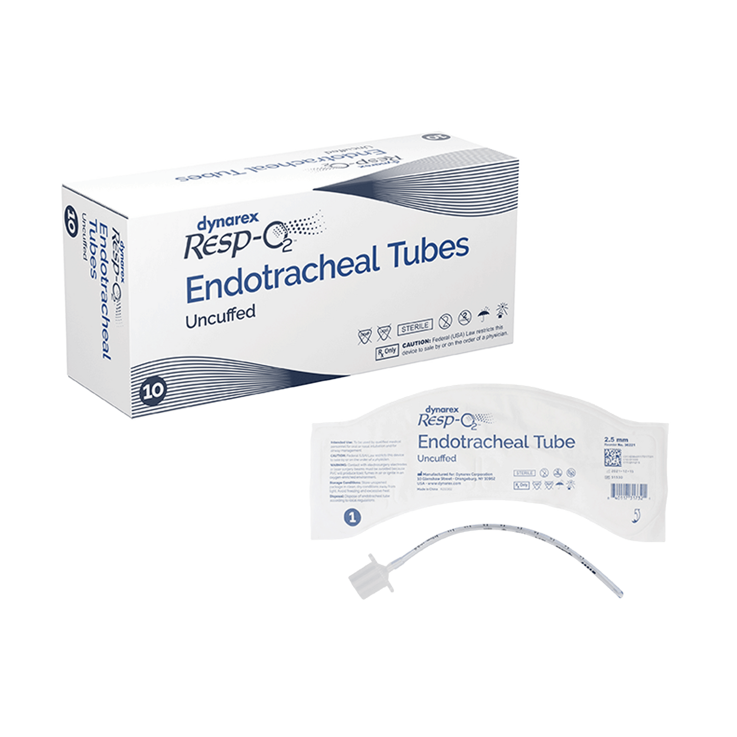 Resp-O2, Endotracheal Tubes - Uncuffed, 2.5 mm, Box (36221)