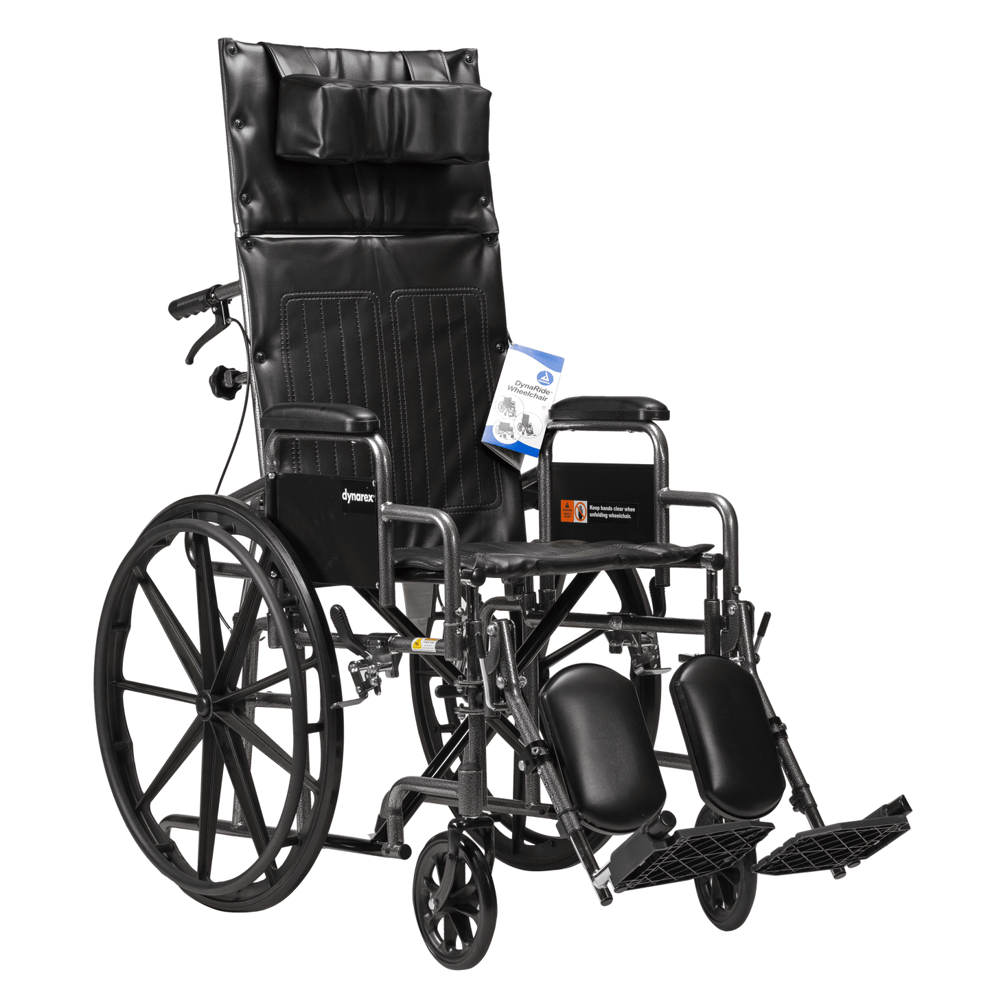 DynaRide Reclining Wheelchair - 16" x 16" w/ Detach Desk Arm, Silver Vein, 1pc/cs