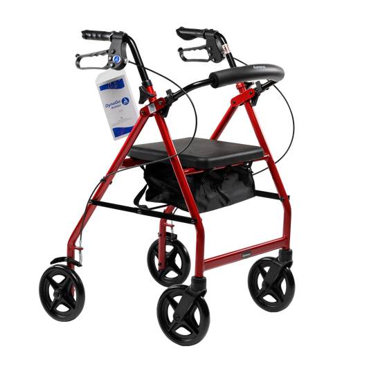 DynaGo Quad 8, Aluminum Rollator w/ 7.5" Wheels, Red (10202)