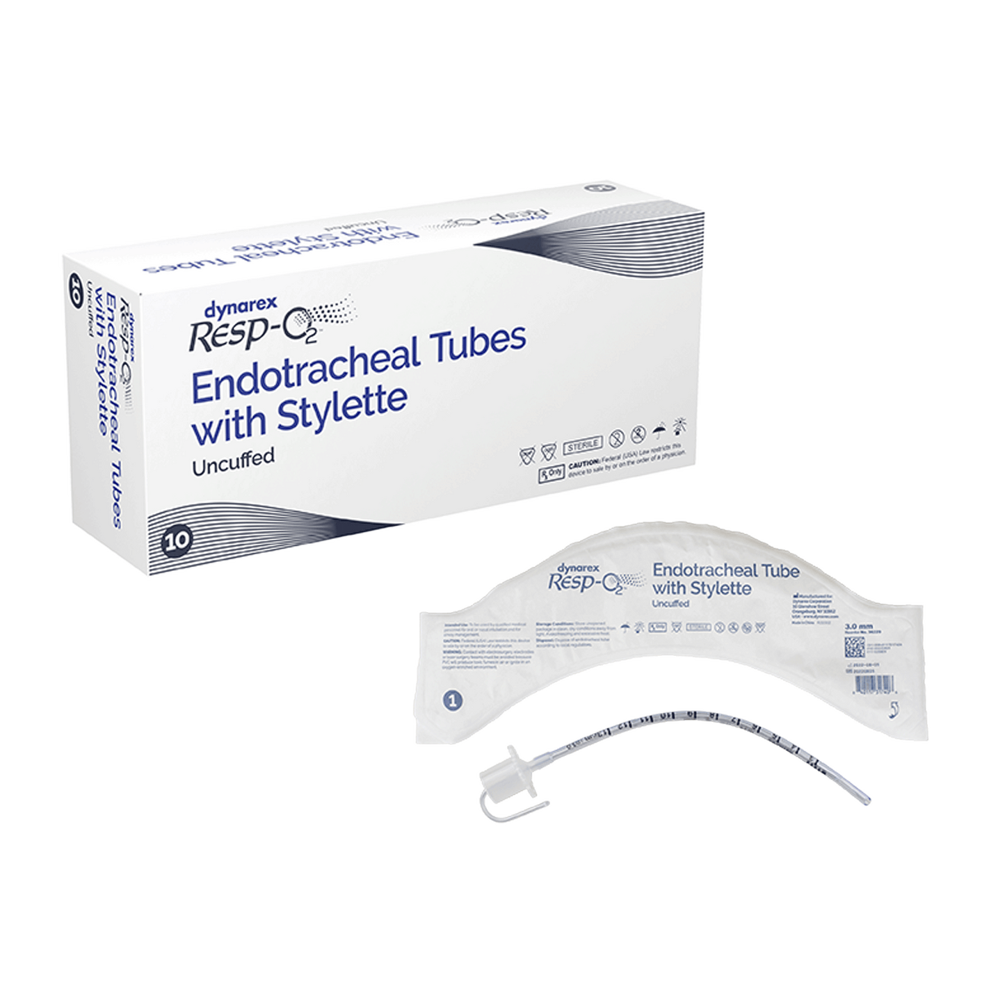 Endotracheal Tubes w/ Stylette - Uncuffed, 3.0 mm, 10/bx