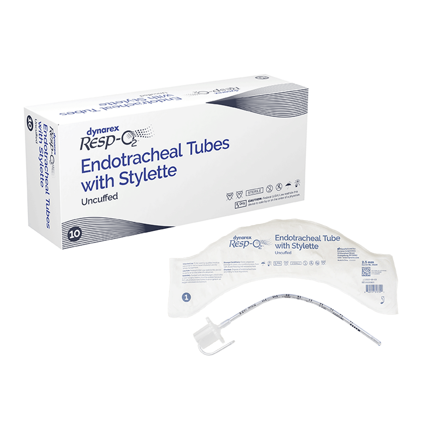 Endotracheal Tubes w/ Stylette - Uncuffed, 2.5 mm, 10/bx
