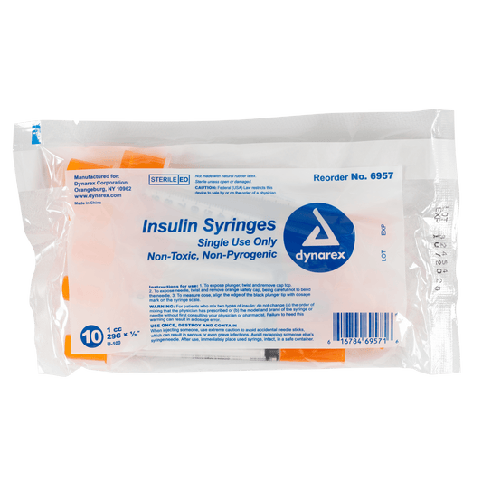 Insulin Syringe - Non-Toxic, 29G, 1/2" Needle, 1 cc, 5/100/cs