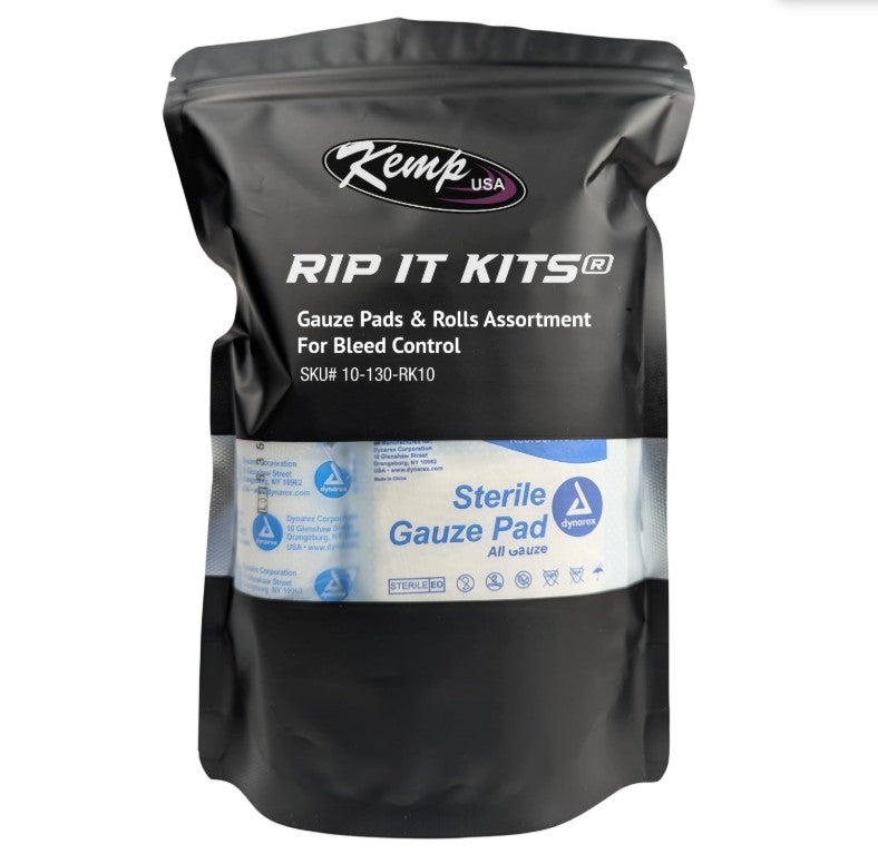 Rip It Kits, Gauze Pads & Rolls Assortment For Bleed Control, Sterile (10-130-RK10)