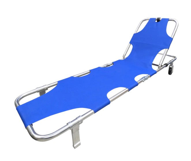 Rolling Stretcher with Wheels, Oxford Weave Fabric, Folding, Blue (10-977-BLU-WHL)