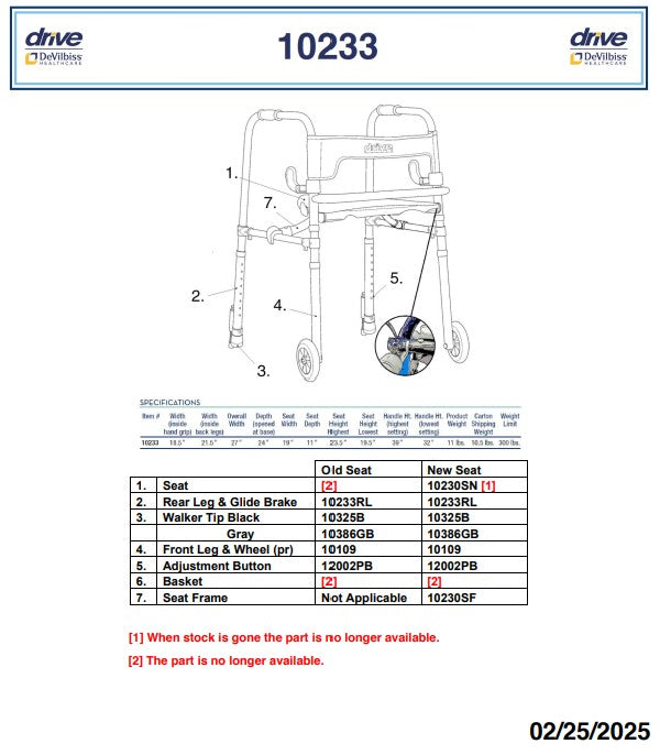 Clever Lite LS Walker Rollator with Seat and Push Down Brakes (10233)