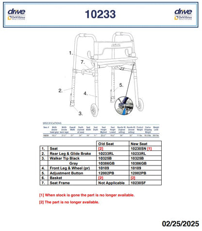 Clever Lite LS Walker Rollator with Seat and Push Down Brakes (10233)