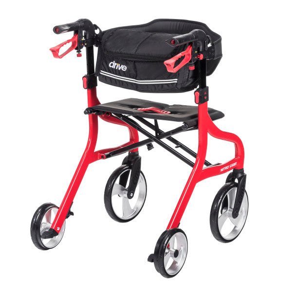 Nitro Sprint Rollator Rolling Walker, Hemi Height, Red (102662RD-H)