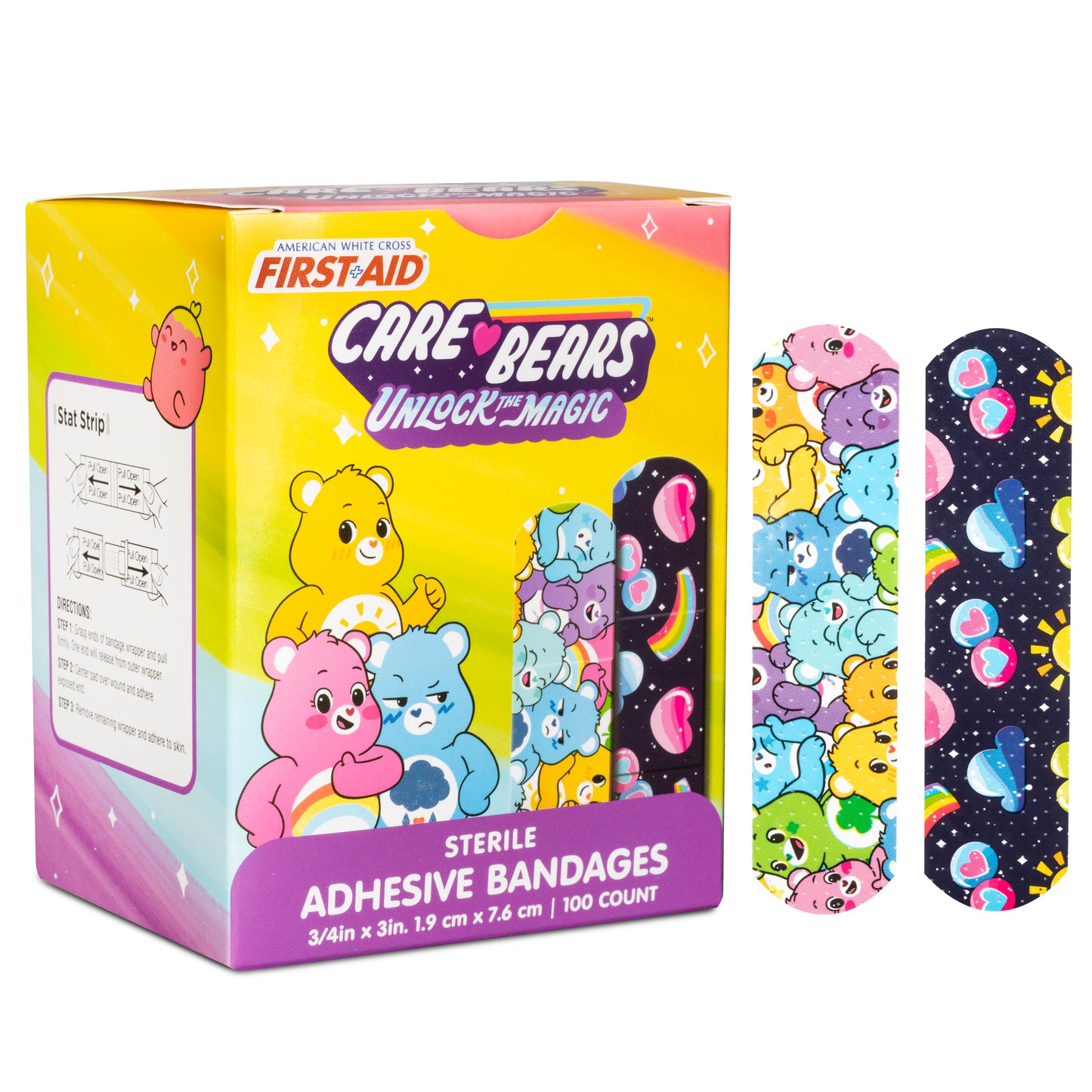 Care Bears, Stat Strip Adhesive Bandages, 3/4" x 3" (10852)