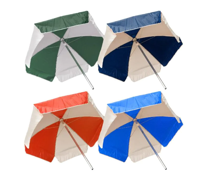 6' Beach Umbrella, Polyester Fabric, Navy and White (12-008-NVY/WHI)