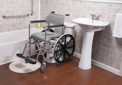 Folding Rehab Shower Commode Chair, 14.5" Low Back, 24" Rear Wheel, 250 lbs Weight Capacity (12022010)
