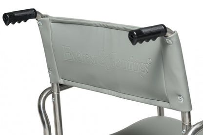 Folding Rehab Shower Commode Chair, 19" High Back, 24" Rear Wheel, 300 lbs Weight Capacity (12023110)