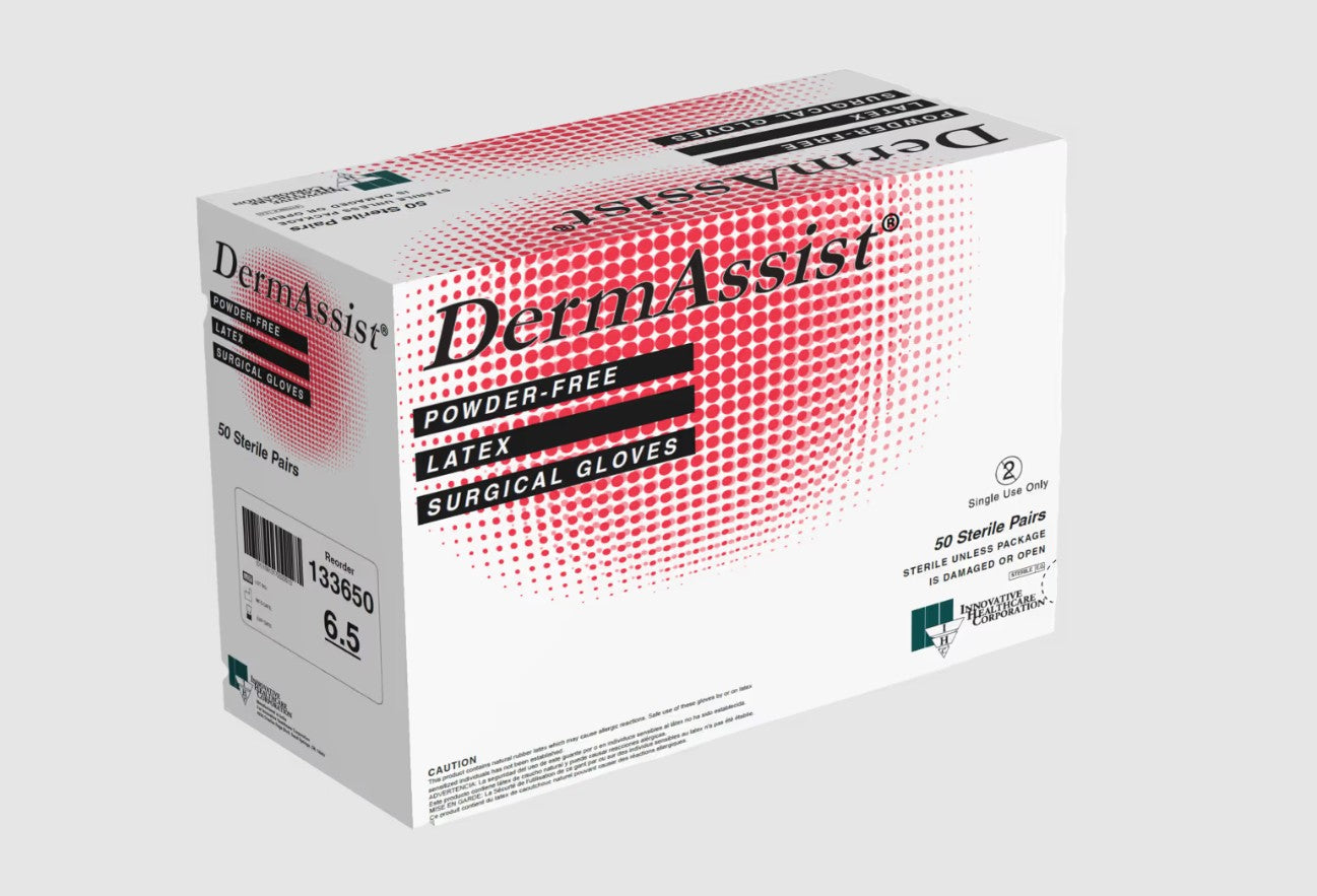 Innovative DermAssist Latex Surgical Gloves, Series 133, Size 6½, Sterile, 200 Pairs/Case (IHC 133650)