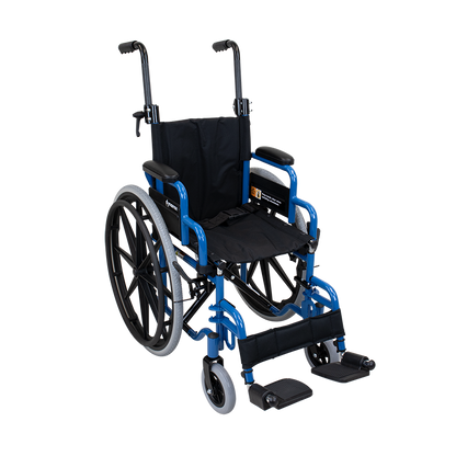 DynaRide Pediatric Wheelchair, with Foot Rest, 14" x 14", Blue (15009-14DFR)