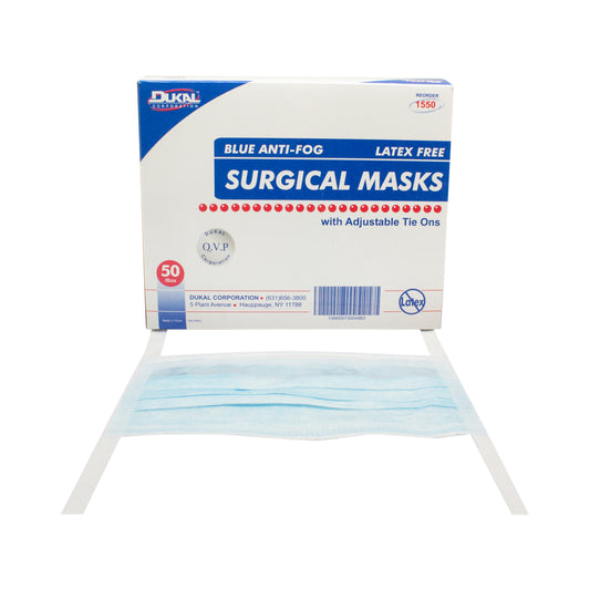 Anti-Fog Surgical Mask with Tie 3-Ply, Blue (1550)