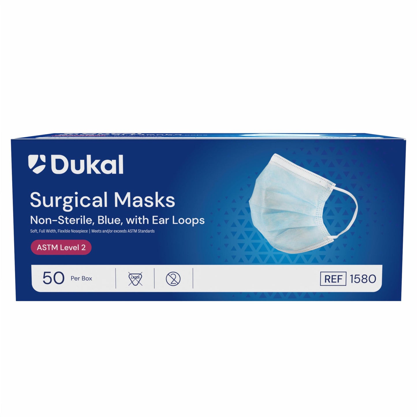 ASTM Level 2 Surgical Mask with Ear Loop, Blue, Case (1580)