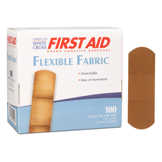American White Cross, Sterile Lightweight Flexible Fabric Adhesive Bandages 1" x 3", Case (1595033)