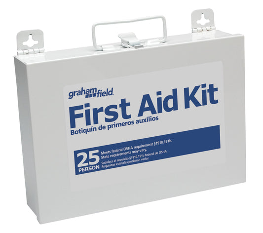 Stocked First Aid Kit,  25 person, Metal Case (1799-25)
