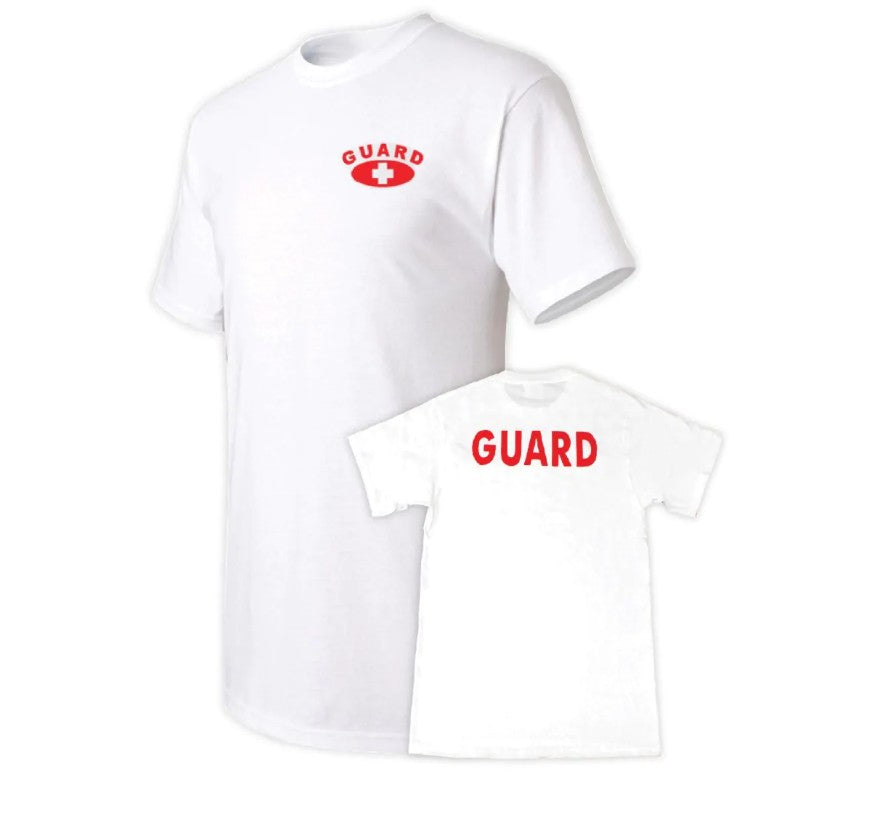 GUARD T-Shirt, White, 100% Cotton, Printed Front & Back, Size Medium
